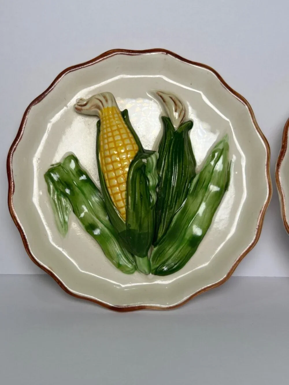 VTG Ceramic Corn Wall Plates Set of 2 Made In Japan Collectible Farmhouse